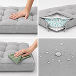 Conjunto de Almofadas Acolchoadas 60x60 Cinzento Seixo - Espesso 15cm & Macio (Assento + Encosto)