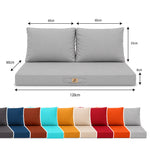 Ensemble Coussins Salon Jardin 120x60 Gris Galet - Déhoussable & Anti-UV (1 Assise + 2 Dossiers)