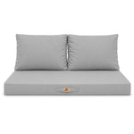 Ensemble Coussins Salon Jardin 120x60 Gris Galet - Déhoussable & Anti-UV (1 Assise + 2 Dossiers)