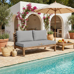 Ensemble Coussins Salon Jardin 120x60 Gris Galet - Déhoussable & Anti-UV (1 Assise + 2 Dossiers)