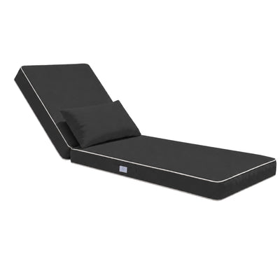Matelas Transat Premium 190x60 Gris Foncé - Épais 10cm & Têtière (Déhoussable)
