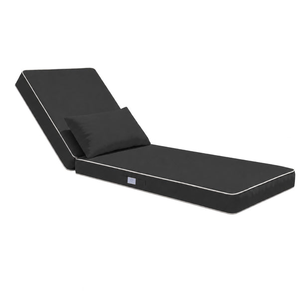 Matelas Transat Premium 190x60 Gris Foncé - Épais 10cm & Têtière (Déhoussable)