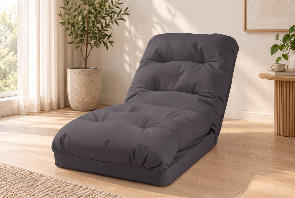 Convertible Floor Chair Dark Grey - 3-in-1 (210x60 Bed) & Adjustable Back