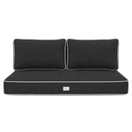 Premium Cushion Set 120x60 Dark Grey - 1 Seat + 2 Backrests (Thick 12cm & Passepoil)