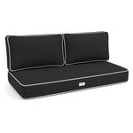 Premium Cushion Set 100x50 Dark Grey - 1 Seat + 2 Backrests (Thick 12cm & Passepoil)