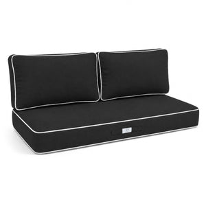 Premium Cushion Set 120x60 Dark Grey - 1 Seat + 2 Backrests (Thick 12cm & Passepoil)