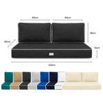 Premium Cushion Set 120x60 Dark Grey - 1 Seat + 2 Backrests (Thick 12cm & Passepoil)