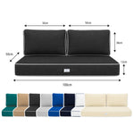 Premium Cushion Set 100x50 Dark Grey - 1 Seat + 2 Backrests (Thick 12cm & Passepoil)