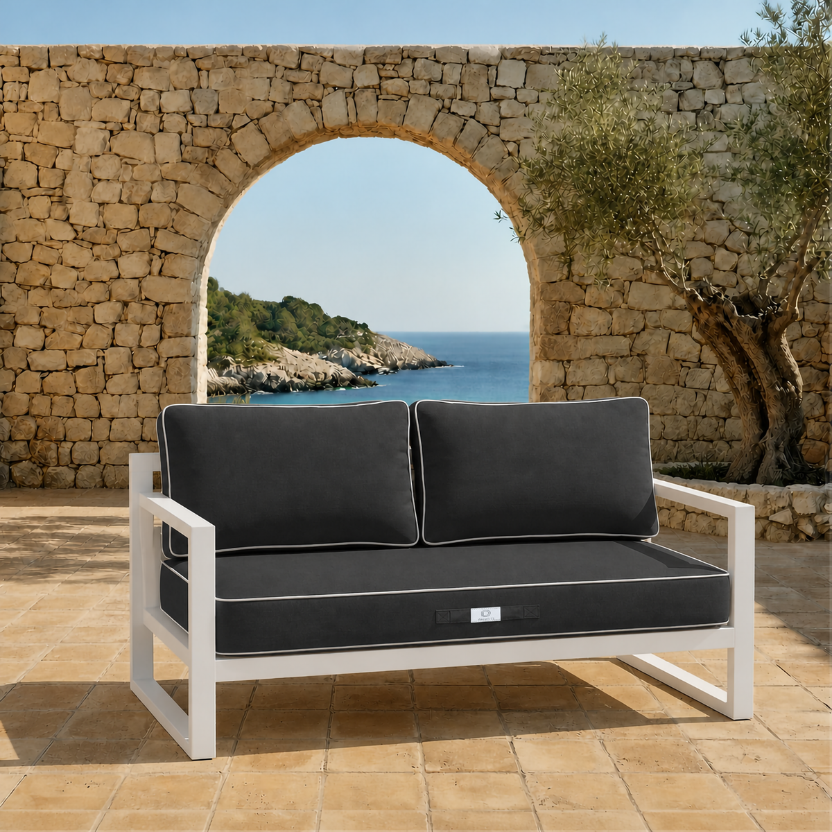 Premium Cushion Set 100x50 Dark Grey – 1 Seat + 2 Backrests (Thick 12cm & Passepoil)