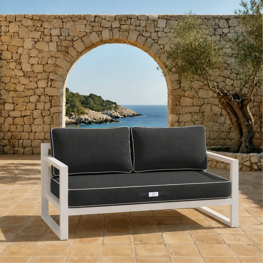 Premium Cushion Set 120x60 Dark Grey - 1 Seat + 2 Backrests (Thick 12cm & Passepoil)