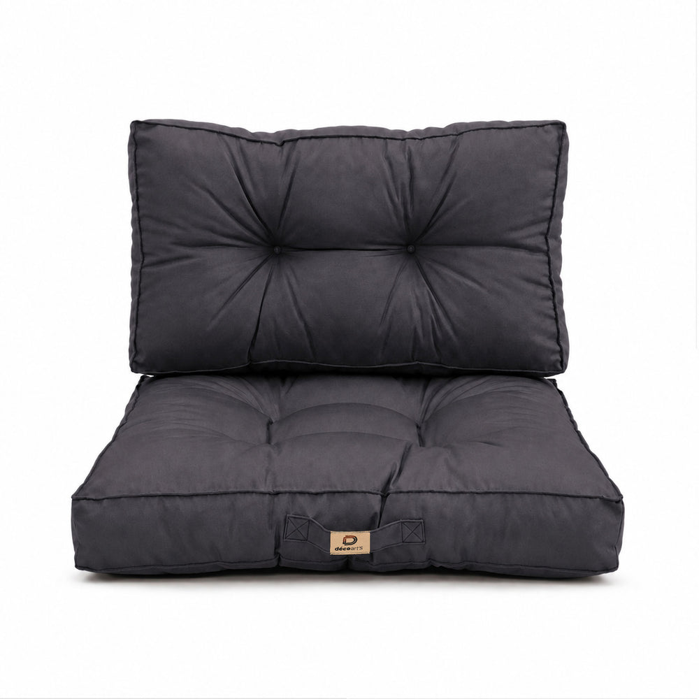 Ensemble Coussins Capitonnés 50x50 Gris Carbone, certifié OEKO-TEX