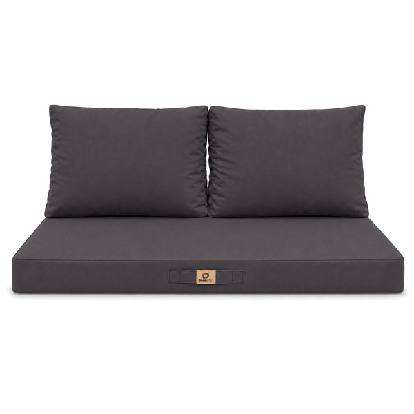 Garden Lounge Cushion Set 120x60 Carbon Grey - Removable Cover & UV-Resistant (1 Seat + 2 Backrests)