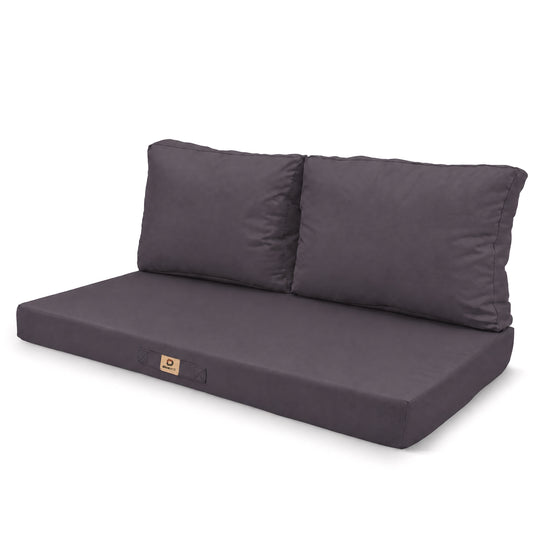 Garden Lounge Cushion Set 120x60 Carbon Grey - Removable Cover & UV-Resistant (1 Seat + 2 Backrests)