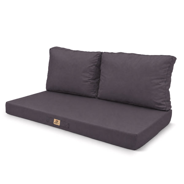 Garden Lounge Cushion Set 120x60 Carbon Grey - Removable Cover & UV-Resistant (1 Seat + 2 Backrests)