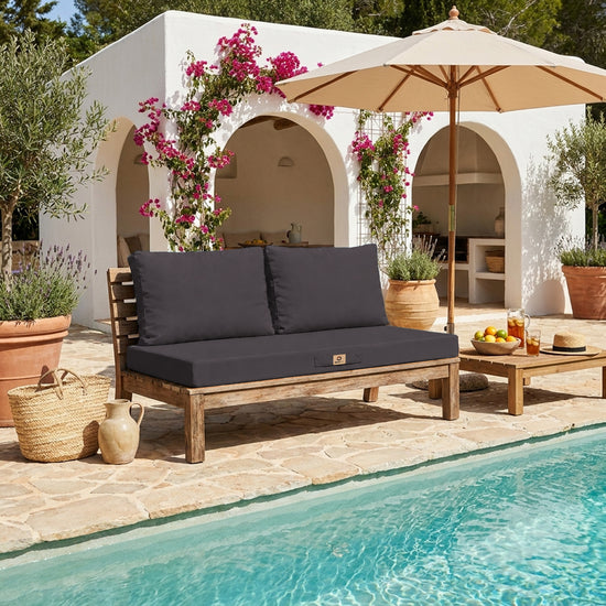 Garden Lounge Cushion Set 100x50 Carbon Grey - Removable Cover & UV-Resistant (1 Seat + 2 Backrests)