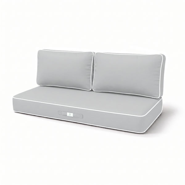 Premium kussenset 100x50 Lichtgrijs - 1 Zitting + 2 Rugleuningen (Dik 12cm & Passepoil)