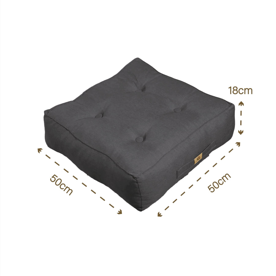Lot de 2 Coussins de Sol Effet Lin 50x50 Gris Chiné, pour l'intérieur et l'extérieur