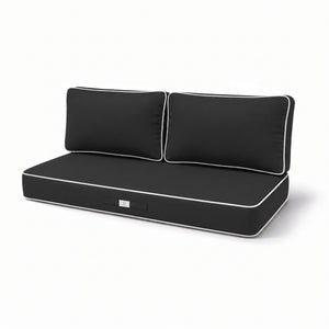 Ensemble Coussins Premium 100x50 Gris Foncé - 1 Assise + 2 Dossiers (Épais 12cm & Passepoil)