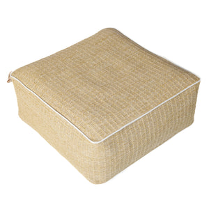 Opblaasbare vierkante outdoor poef 58cm - Raffia look en waterdicht
