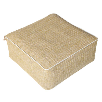 Pouf gonflable extérieur carré 58cm avec effet raphia, waterproof, conçu par Deco-arts.fr, idéal pour l'extérieur.