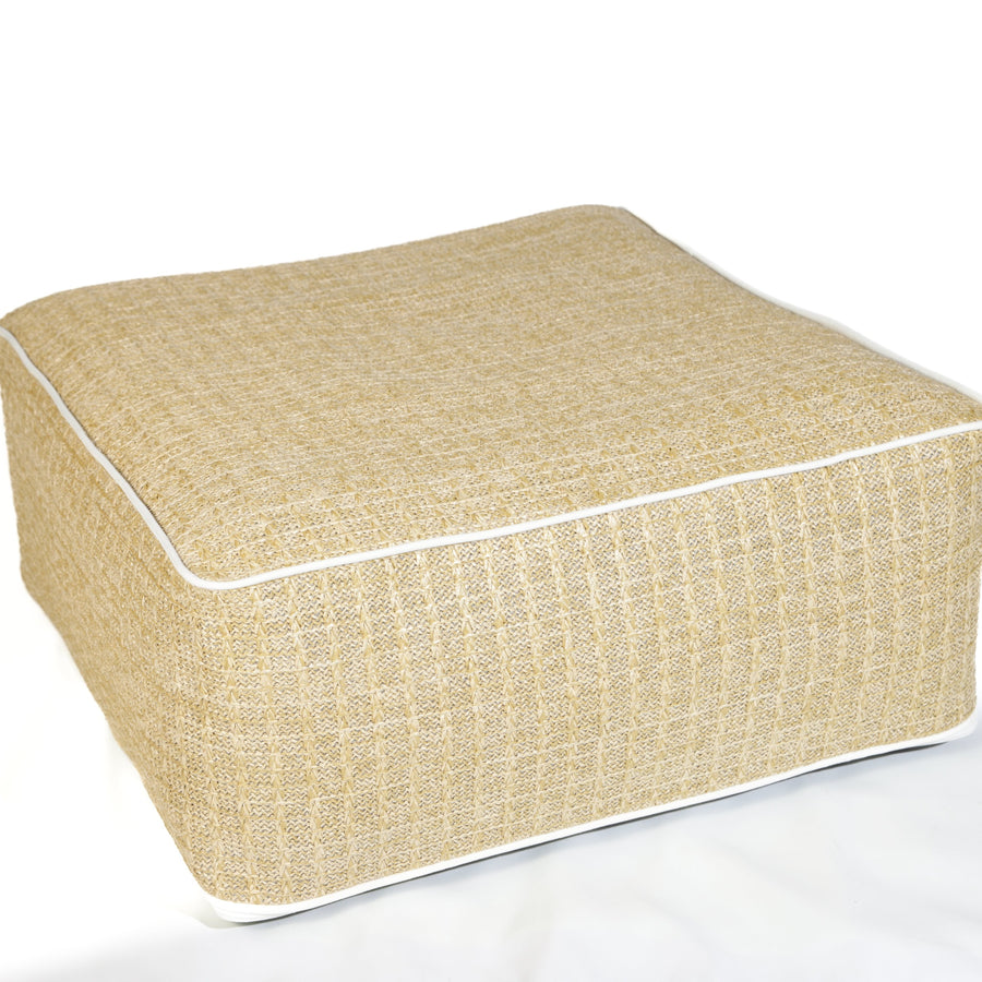 Outdoor Inflatable Square Pouf 58cm, raffia-look fabric