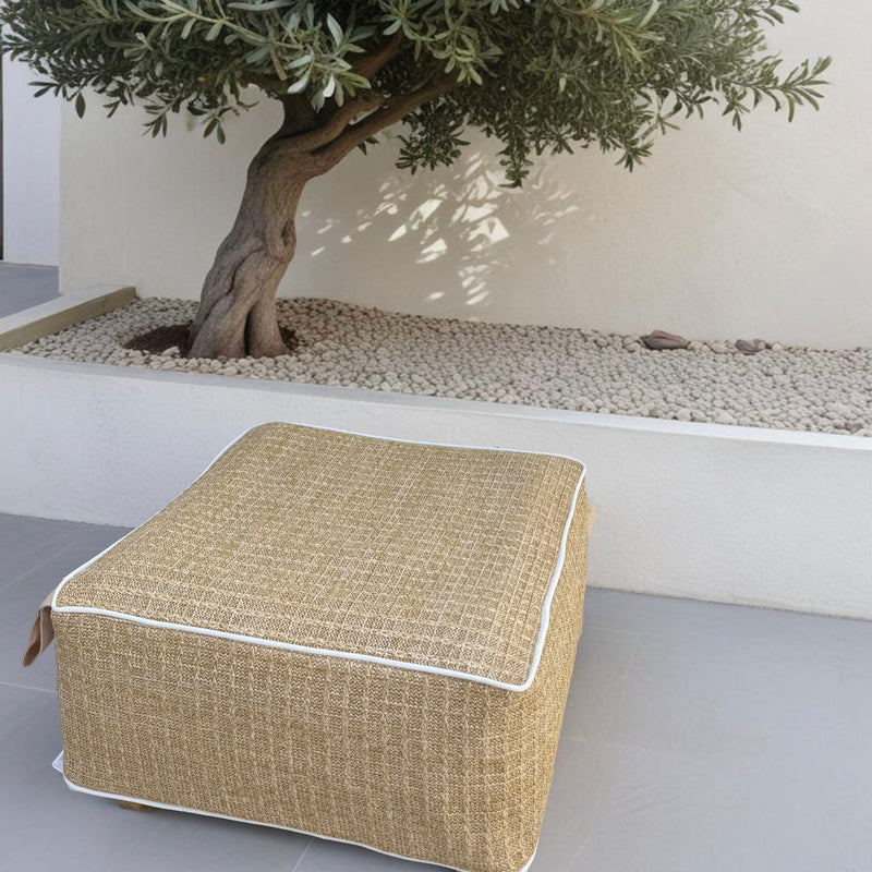 Pufe Insuflável de Exterior Quadrado 58cm - Efeito Ráfia e Impermeável