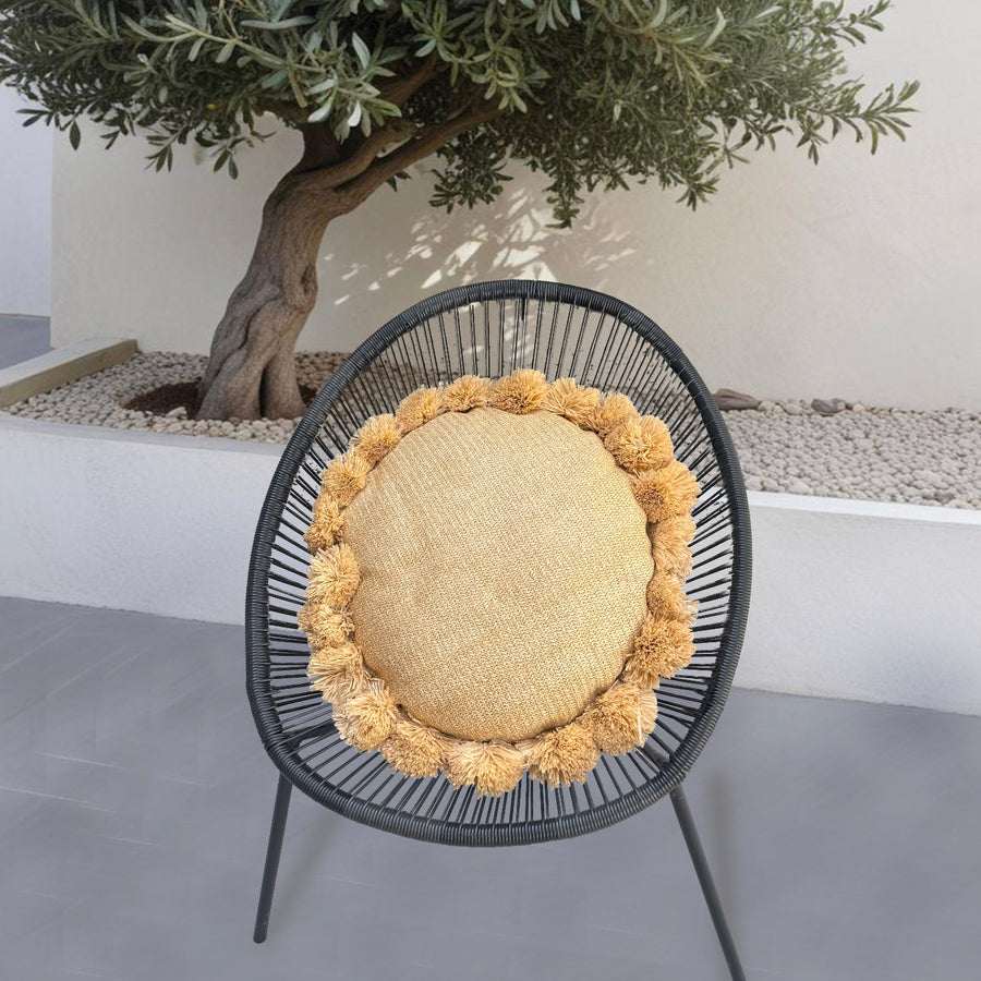 Coussin effet raphia - Forme soleil - 50x15cm - Deco-arts.fr