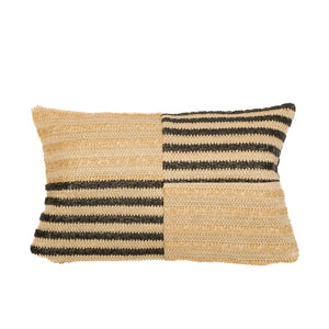 Striped Raffia-Effect Cushion Cover 30x50 - (Housse Seule - Bohemian Style)