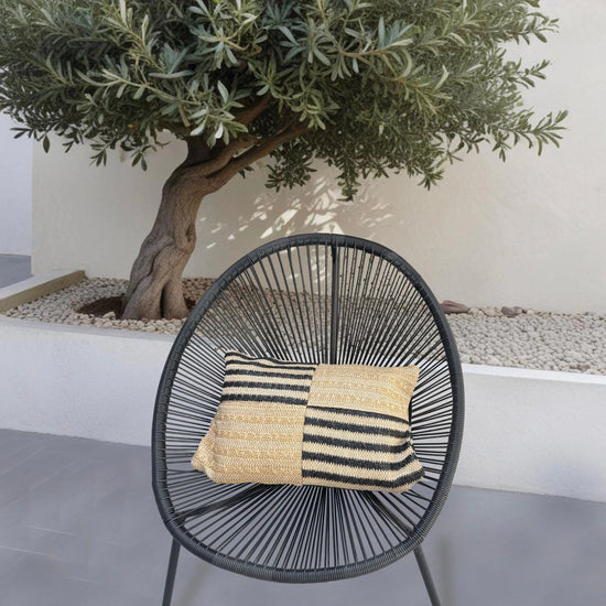 Housse de Coussin Effet Raphia Rayures 30x50 - vue principale