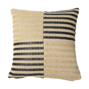 Striped Raffia-Effect Cushion Cover 45x45 - (Housse Seule - Déco Bohème)