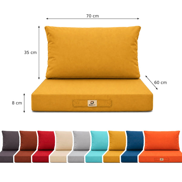 Ensemble Coussins Salon Jardin 60x70 Jaune - Déhoussable & Anti-UV (Assise + Dossier)