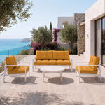 Tufted Cushion Set 50x50 Yellow - Thick 15cm & Plush (Seat + Backrest)