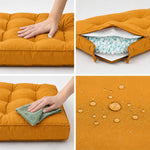 Tufted Cushion Set 50x50 Yellow - Thick 15cm & Plush (Seat + Backrest)