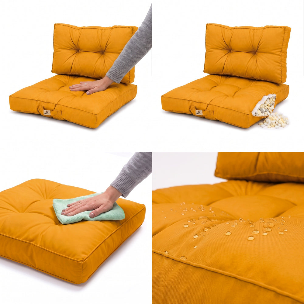 Gepolstertes Kissen-Set 60x60 Gelb, für drinnen und draußen