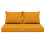 Ensemble Coussins Salon Jardin 100x50 Jaune - Déhoussable & Anti-UV (1 Assise + 2 Dossiers)