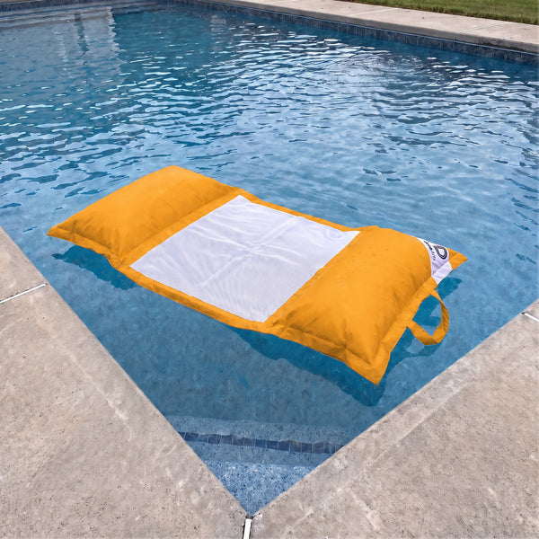 Pouf Flottant Piscine XXL 170x90 Jaune Miel - Matelas Hamac à Billes (Confort Adulte)
