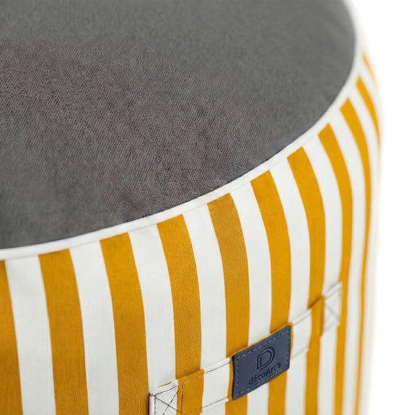 Pouf Rond Rayure Jaune - vue latérale