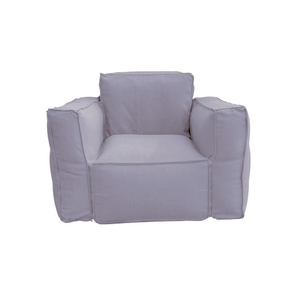 Coussin modulable pour fauteuil de jardin gris galet en tissu Olefin avec cœur gonflable et pompe incluse, pour espace extérieur.