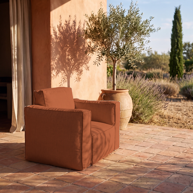 Modulaire tuinfauteuil 90x75 Terracotta - Olefin stof & Opblaasbare kern (Pomp inbegrepen)