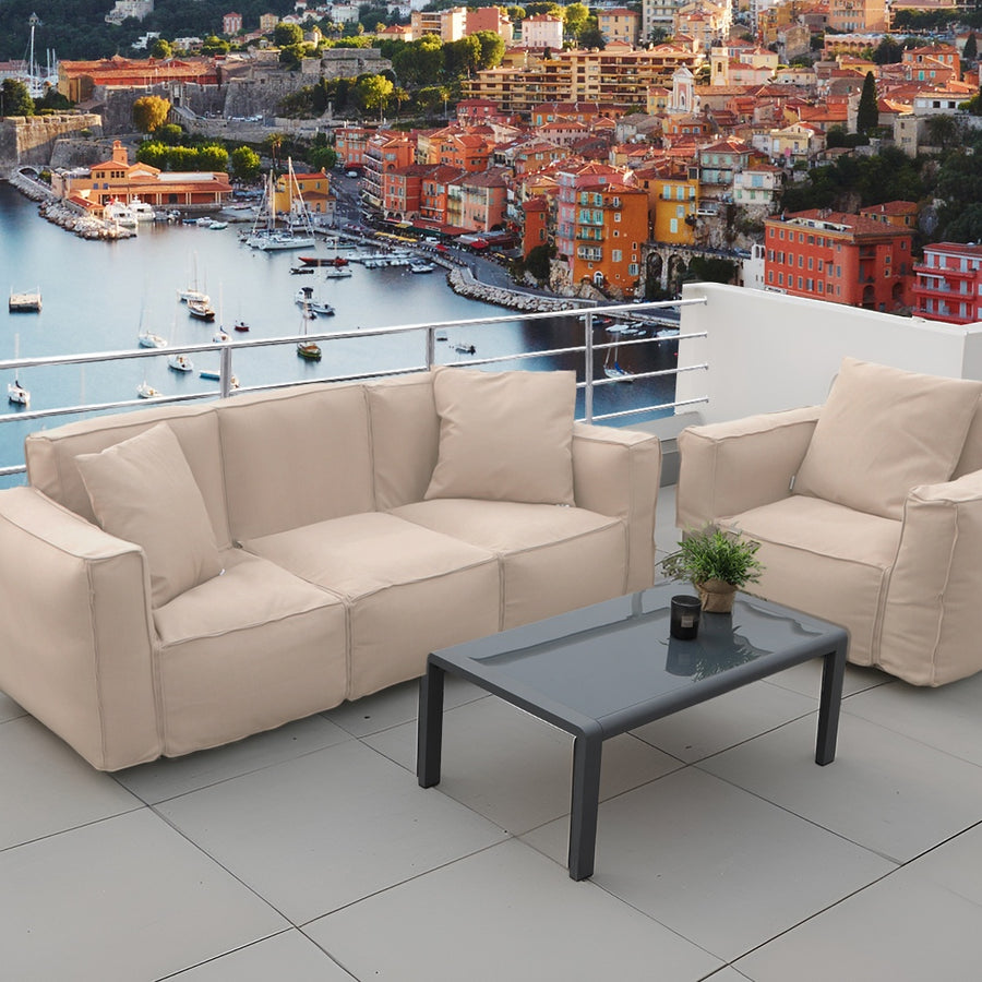 Poltrona Modular de Jardim 90x75 Bege, para interior, exterior e campismo