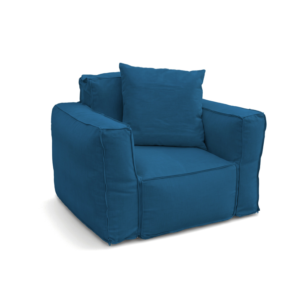 Modularer Gartensessel 90x75 Petrolblau mit seinem Dekokissen 50x50