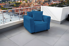 Canapé salon de jardin modulable 90x75x65cm Bleu pétrole