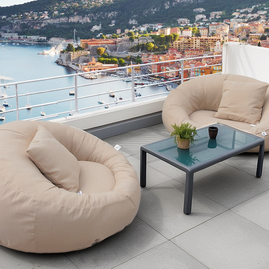 XXL drijvende zwembadfauteuil 140x120 Beige, voor buiten en bij het zwembad