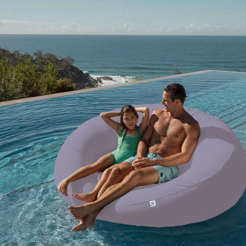 XXL-Schwimmsessel für den Pool 140x120 Kieselgrau - Olefin-Stoff (Pumpe inklusive)