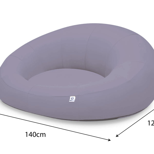 Pouf extérieur flottant pour piscine, Gris Galet, en tissu Olefin, dimensions 140x120 cm, avec pompe intégrée.