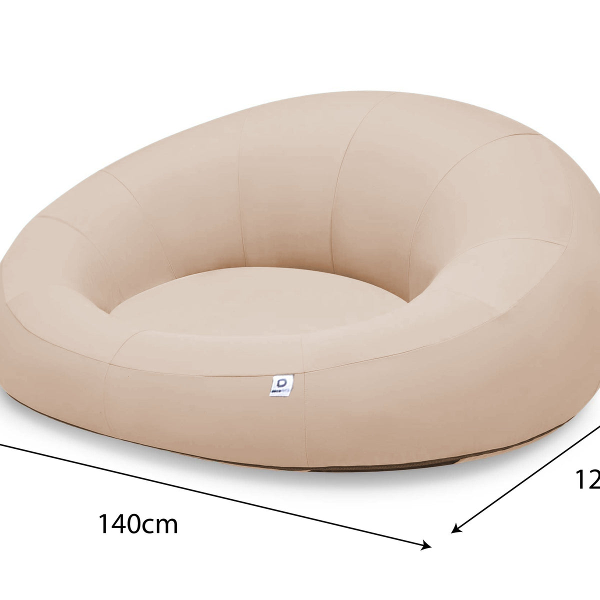 XXL Floating Pool Armchair 140x120 Beige - Olefin Fabric (Pump Included) – dimension diagram