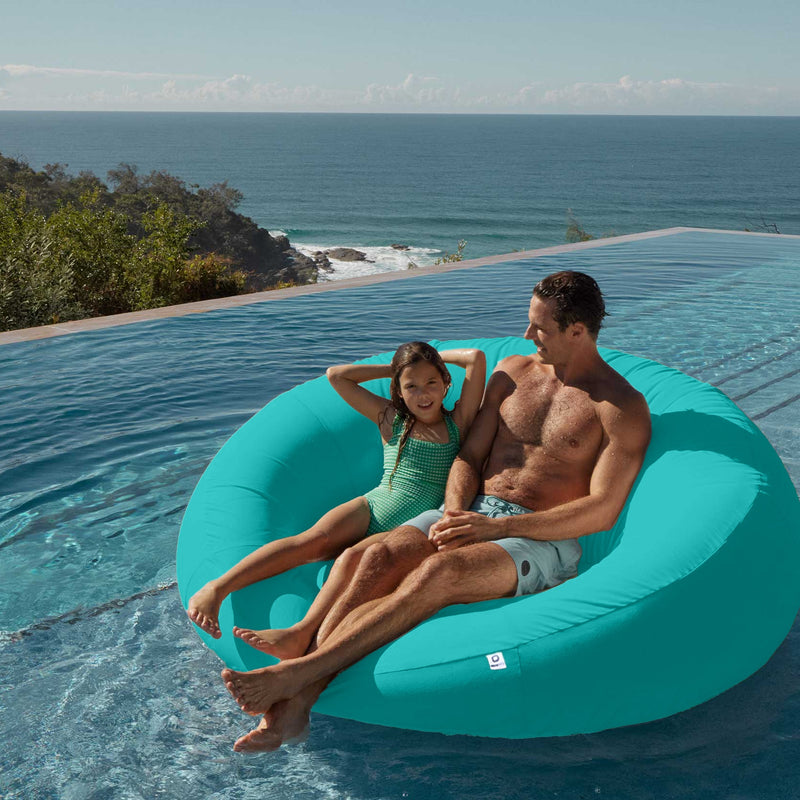 XXL-Schwimmsessel für den Pool 140x120 Karibikblau - Olefin-Stoff (Pumpe inklusive)