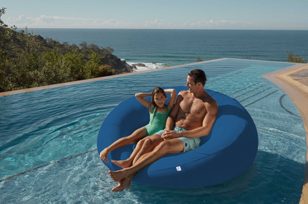 Poltrona Flutuante para Piscina XXL 140x120 Azul Petróleo - Tecido Olefina (Bomba Incluída)