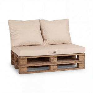Kit Coussins Palette Déhoussable 120x80 Beige Clair - Imperméable & Extérieur (1 Assise + 2 Dossiers)