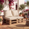 Palettenkissen-Set mit abnehmbarem Bezug 120x80 Beige Clair - Wasserdicht & Extérieur (1 Sitzfläche + 2 Rückenlehnen)